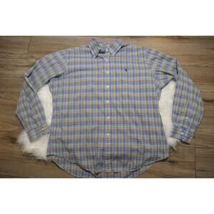 VTG Polo Ralph Lauren Mens XL Classic Fit Plaid L/S Button Down Shirt COLORFUL